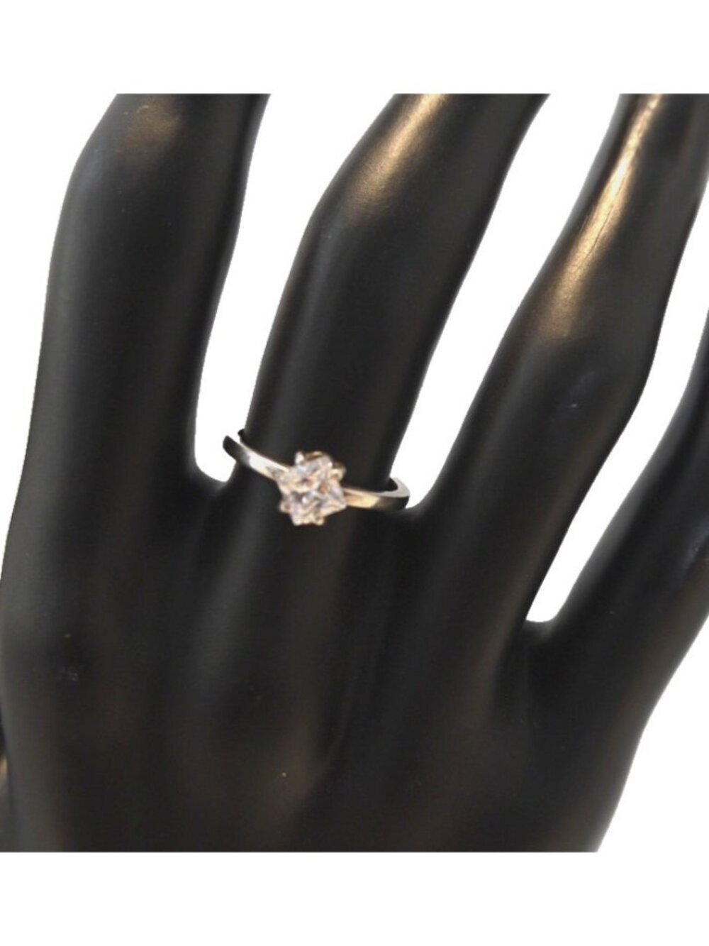 Vintage handmade 925 Silver ring with square clear stone size 5.75